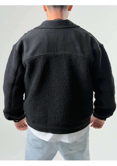 Cocopelli Erkek Kaşe Detaylı Siyah Peluş Hırka Coc2586 Siyah