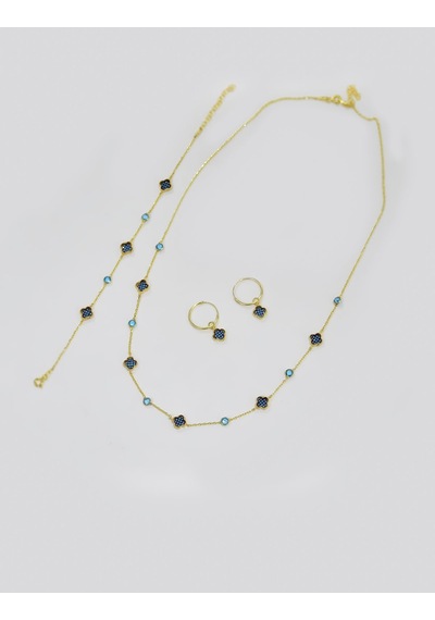 Papatya Silver 925 Ayar Gümüş Gold Kaplama Set