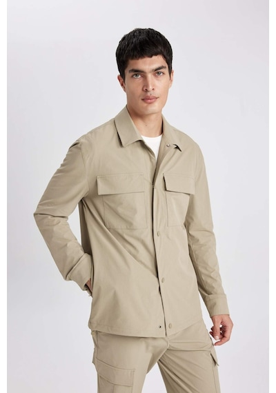 DeFacto Regular Fit Polo Yaka Çıtçıt Kapamalı Cepli Teknik Gömlek Ceket B7396AX24SPBG769