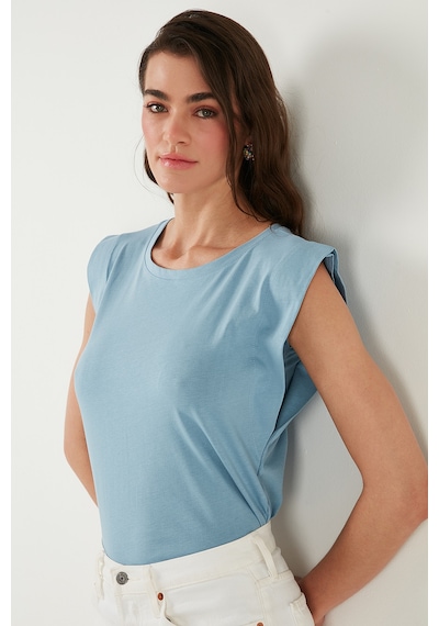 Lela Pamuklu Bisiklet Yaka Kolsuz Bayan T Shirt 5864019 Bebe Mavi