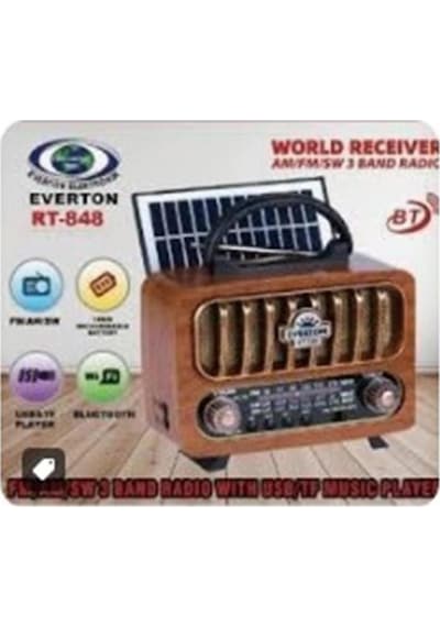 Everton Rt-848 Güneş Enerjili Panelli Bluetooth Fm-usb-tf Card-aux Nostaljik Radyo