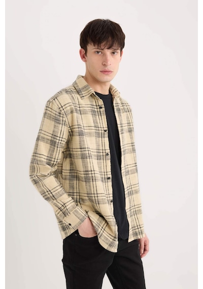 DeFacto %100 Pamuk Regular Fit Kareli Oduncu Flanel Uzun Kollu Gömlek D6727AX25SPBG540