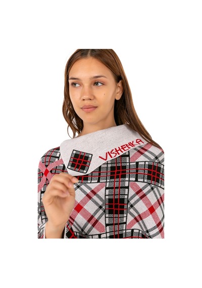 Vishenka Vıshenka Kadın Kalın Panço-Ekose Beyaz