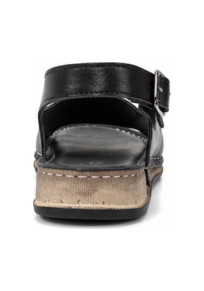 N Napa Shoe Np.306.siyah Deri Sandaletnapa Shoe Hakiki Deri Kadın Günlük Sandalet Ayarlanabilir Tokalı Siyah Comfort Model