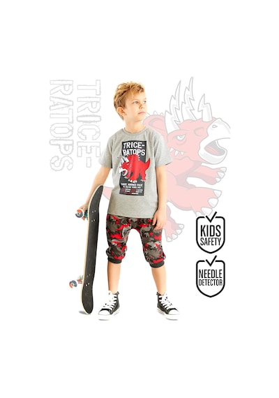 Triceratops Erkek Çocuk T-shirt Kapri Şort Takım