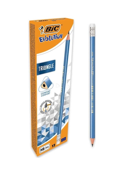 Bic Evolution Triangle Hb-2 Üçgen Silgili Kurşun Kalem 12 Adet Mavi Gövde