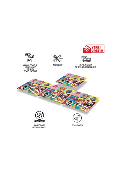Tink Kendinden Yapışkanlı Karma Popart Desenli Pvc Karo 30x30 Cm