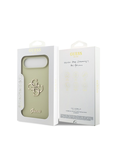 Apple Uyumlu iPhone 17 Air Kılıf Guess Lisanslı Grained Yazı Logolu Kapak Yeşil Yeşil