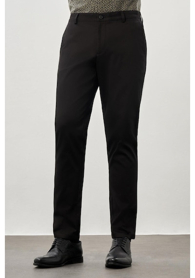 İmza Siyah Düz Armürlü Pamuklu Yan Cep Comfort Fit Casual Pantolon 1003245169 Siyah