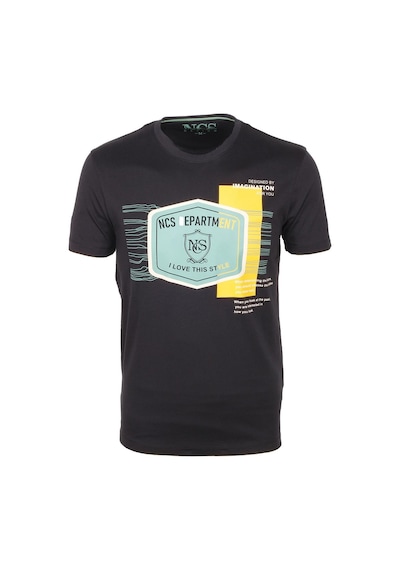 Ncs Siyah Bisiklet Yaka Slim Fit Dar Kesim Baskılı T-shirt 1216-siyah Siyah