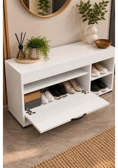 Sulorahome Beyaz Ayakkabılık Dolabı 90 Cm
