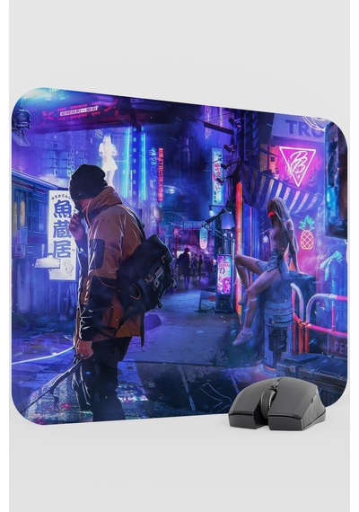 Dijital Cyberpunk Adam Kadın V4 48x40 Xl Gaming Kauçuk Kaymaz Taban Mouse Pad Fare Altlığı