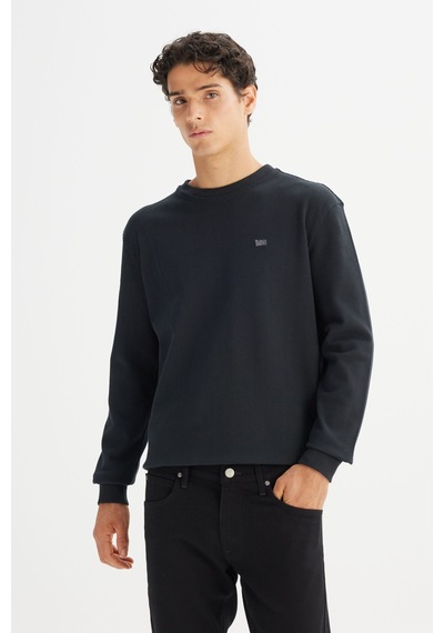 Lee Erkek Regular Fit Pamuklu Bisiklet Yaka Logo Detaylı Siyah Kazak - L2520367