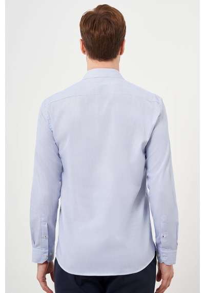Morven Erkek Lacivert Pamuk Baskılı Desenli İtalyan Yaka Slim Fit Gömlek 24mc004104200 Lacivert