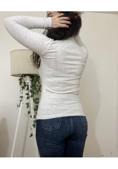 Kadın Peluş Uzun Kollu Yarım Balıkçı Yaka Body Yumoş 1 Adet