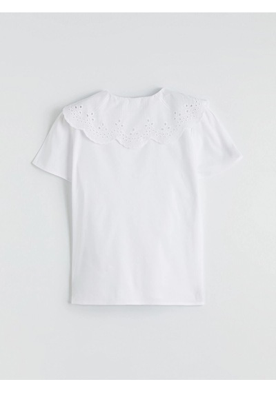 LC Waikiki Lcw Kids Beyaz Bebe Yaka Kız Çocuk Poplin Gömlek Buxe Whıte