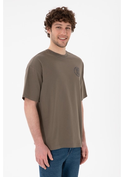 U.S. Polo Assn. Erkek Oversize Fit Bisiklet Yaka Vizon Tişört 50305904-VR052