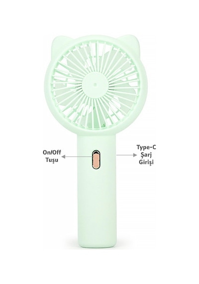3 Modlu Şarjlı El Fanı 3 Kademe Seyahat Masaüstü Vantilatör Taşınabilir Mini Fan Yeşil F136