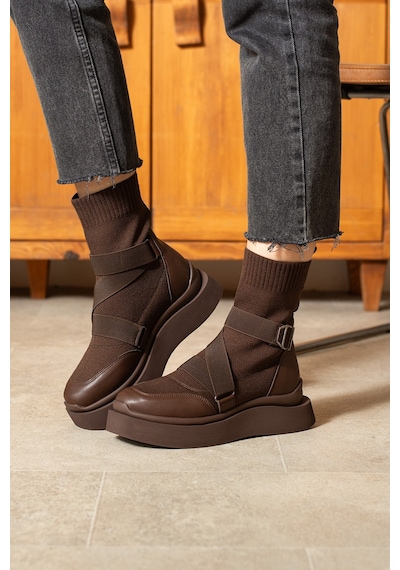 Dabab Shoes Katiana Kadın Kahve Lastik Detaylı Rahat Kalın Taban Triko Spor Bot Kahverengi Dabab Shoes Katiana Kadın Kahve Lastik Detaylı Rahat Kalın Taban Triko Spor Bot Kahverengi