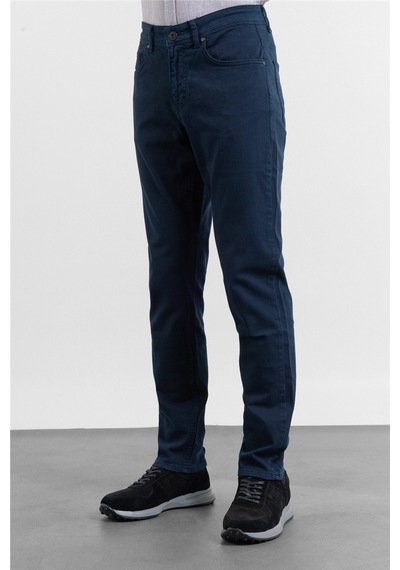İmza Lacivert 5 Cep Düz Paça Gabardin Slim Fit Pamuklu Pantolon 1003260318