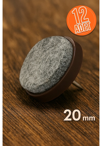 20 Mm Keçeli Poligrit Zemin Koruyucu Sandalye Ve Masa Ayağı İçin Sessiz Mobilya Pabucu 12 Adet Diğer
