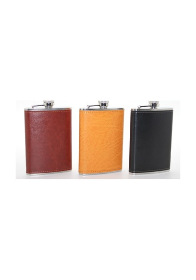 1 Adet Paslanmaz Çelik Matara 9 Oz Deri Kaplı, Cep Tipi Kullanım, Stainless Steel Flask, Hip Flask