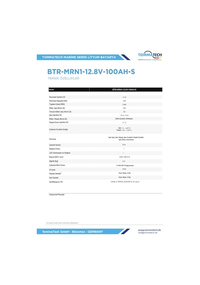 Tommatech Abs+pc Kasa 12.8v 100ah Lfp Marine Batarya