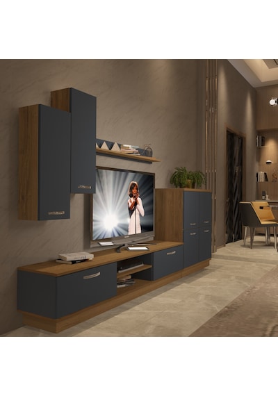 Decoraktiv Eko 6b Mdf Dvd Tv Ünitesi Tv Sehpası - Pera Antrasit Antrasit - Açık Ceviz Decoraktiv Eko 6b Mdf Dvd Tv Ünitesi Tv Sehpası - Pera Antrasit Antrasit - Açık Ceviz
