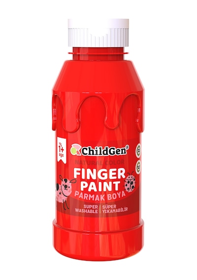 Childgen Süper Yıkanabilir Parmak Boya 350ml - Kırmızı