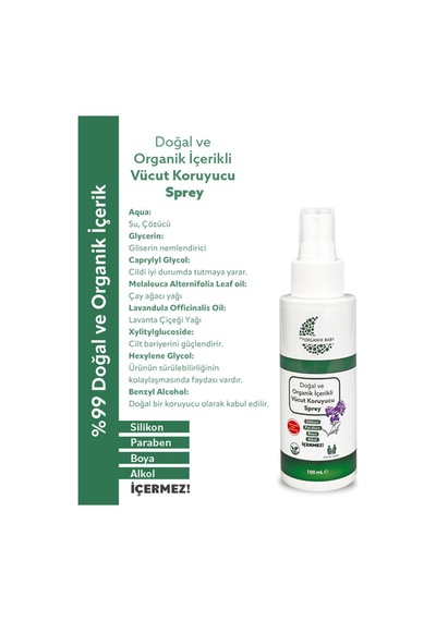 Organik ve Doğal İçerikli Vücut Koruyucu Bebek Çocuk ve Yetişkin Sprey 100 Ml Ve Güneş Kremi 50 Ml