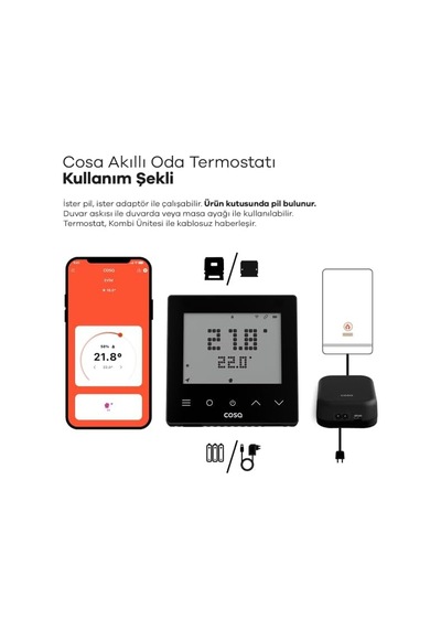 Akıllı Oda Termostatı Kablosuz Kombi Kontrolü V5 Wi-fi