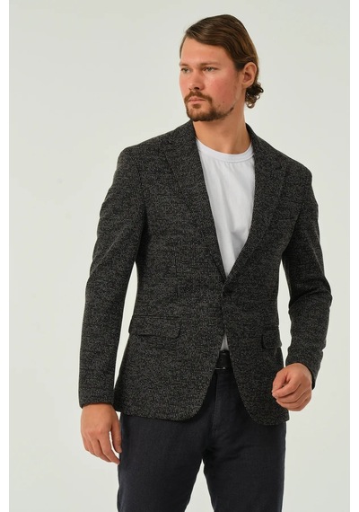 Bonesti Erkek Slim Fit Blazer Ceket Siyah Desenli