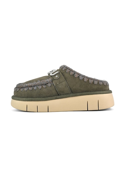 Terlik/ Panduf Ev Kadın Mu.fw531001a Bkol Mou Bounce Clog Metal Logo Black Olive Black Olive Koyu Yeşil