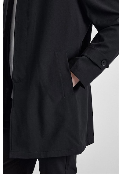 Süvari Siyah Slim Bebe Yaka Düz Yan Cepli Düğmeli Dolgusuz Standart Mont Mn2008700552-s09