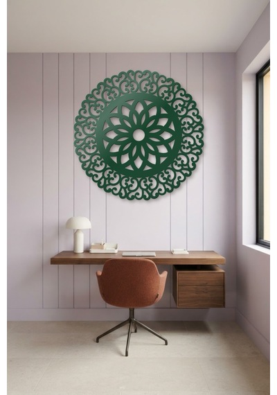 Lotus Mandala Metal Duvar Tablosu - Duvar Sanatı - Duvar Dekoru - Yeşil