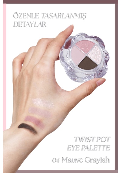 İpeksi Dokulu 4'lü Far Paleti Muzıgae Mansıon Twist Pot Eye Palette 04 Mauve Grayish 04 Mauve Grayish