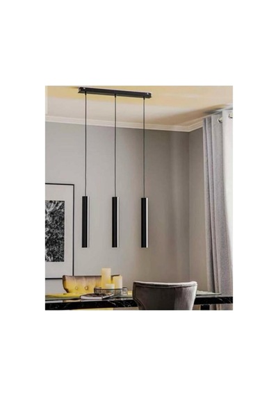 Dekoratif 3 Lü Ada-masa Üstü Metal Sarkıt 23 Cm Texture Siyah-beyaz Günışığı Ampullü