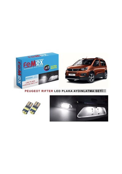 Peugeot Rifter Led Plaka Aydınlatma Ampul Seti Femex Parlak Beyaz