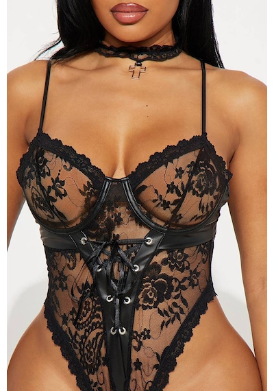 Bikini Mayokini Dünyası Fabrizia Dantel Bodysuit - Siyah
