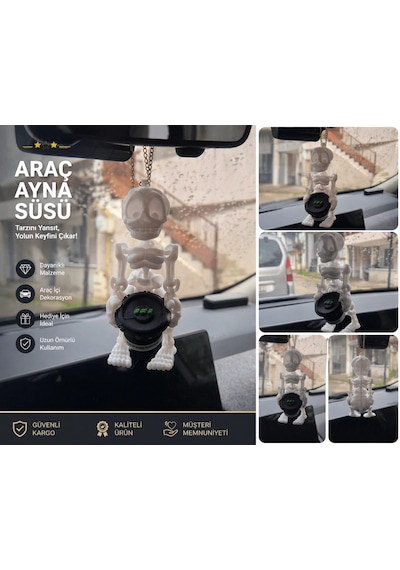 Elinde Bass Olan İskelet Araba Süsü - Subwoofer Taşıyan İskelet Araç Ayna Süsü - İskelet Araç Ayna S
