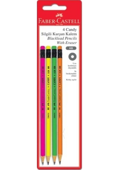 Kurşun Kalem Candy Silgili 4'lü Karışık