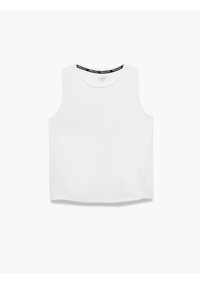 Koton Oversize Kolsuz Bisiklet Yaka Sporcu Atleti Beyaz 5sak30037nk Beyaz
