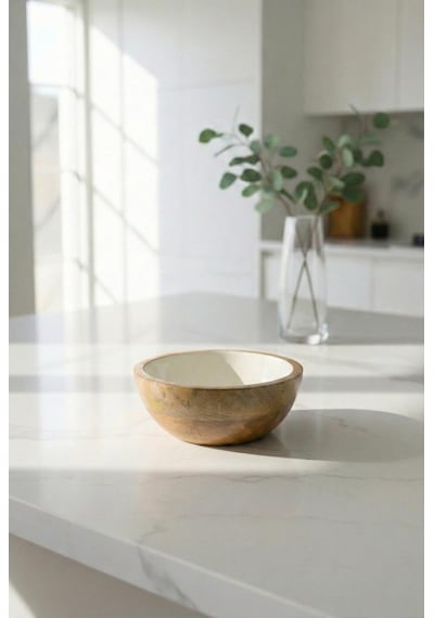 Mango Agacı Sunum Servis Kasesi & Dekoratif Kase 20 Cm Krem Krem - Kahverengi