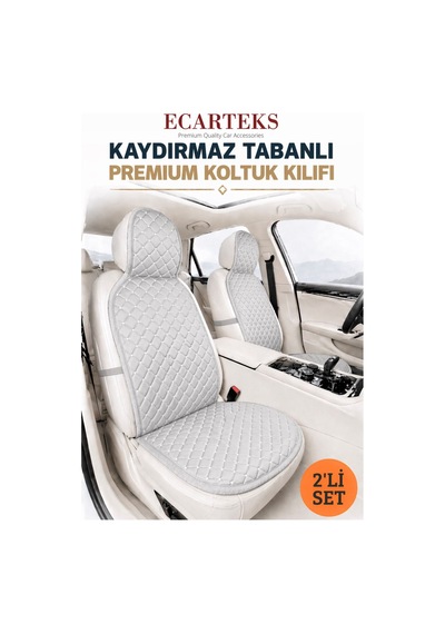Oto Ön Koltuk İkili Minder Terletmez Kolay Montaj Universal Koruyucu Kılıf Seti Kumaş