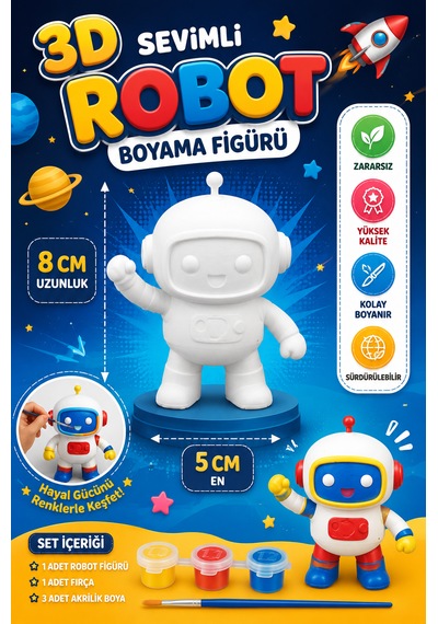 Haydi Dekor 3d Sevimli Robot Boyama Figürü Seti 8 Cm Çocuklar Için Akrilik Boya Ve Fırçalı Eğitici Hobi Oyuncağı Robot Temalı Boyanabilir Dekoratif Figür Etkinlik Seti 1 Adet Haydi Dekor 3d Sevimli Robot Boyama Figürü Seti 8 Cm Çocuklar Için Akrilik Boya Ve Fırçalı Eğitici Hobi Oyuncağı Robot Temalı Boyanabilir Dekoratif Figür Etkinlik Seti 1 Adet