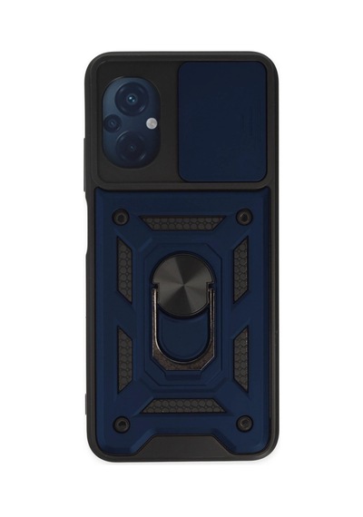 Xiaomi Poco M5 Kılıf Pars Lens Yüzüklü Silikon - Lacivert Düz Renkli