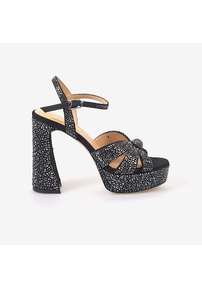 Hawen Angels Kadın Saten 12,5 Cm Platform Topuklu Taşlı Gece & Abiye Ayakkabı 380-75 siyah