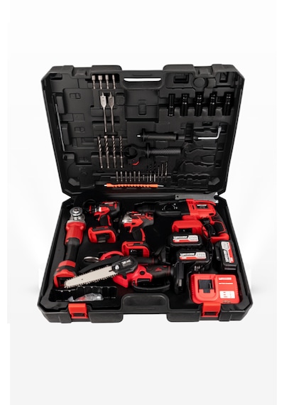 Kimmeer Plus KMP2026K6S 6'lı Set Kırıcı Delici Hilti + Vidalama +  Taşlama + Somun Sökme +  Budama Testeresi +  Budama Makası Kırmızı