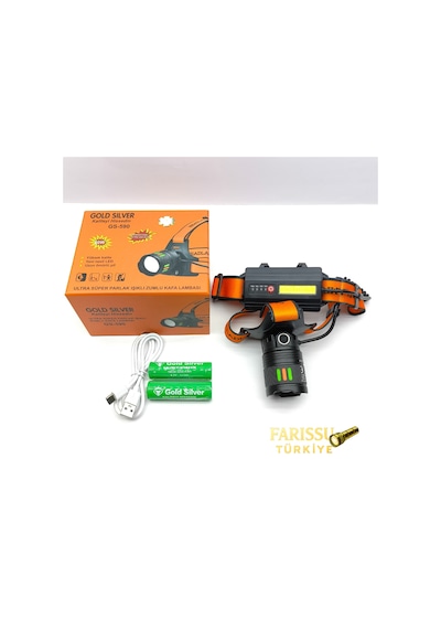 Gold Silver Gs-590 60w 6000 Lümen Ultra Güçlü Zumlu Şarjlı Kafa Lambası Siyah