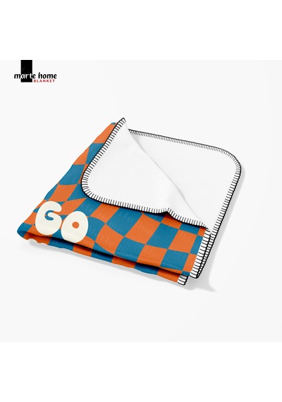 Go Wıth The Flow Polar Tv Battaniyesi 100x170 Cm Tek Taraf Baskılı Turuncu Turuncu - Mavi